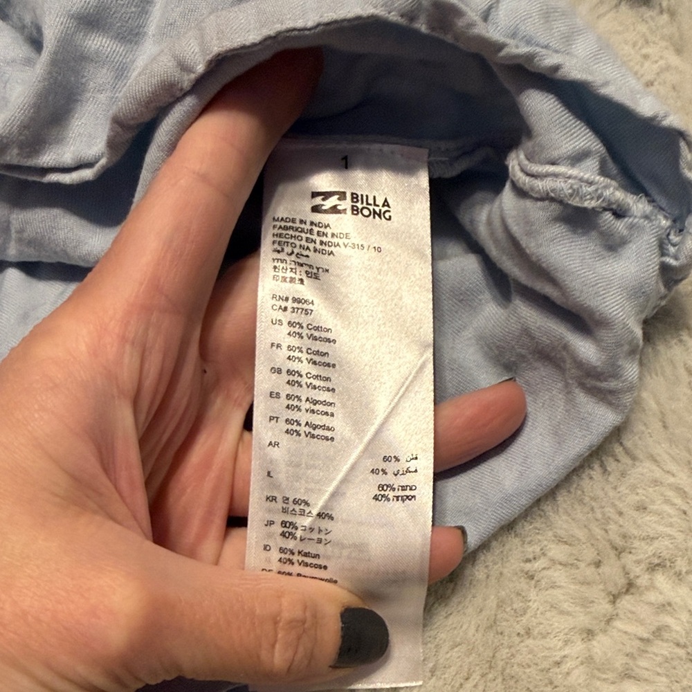Women’s Billabong Light Blue Open -Shoulder Women's Crop Top - Picture 4 of 6